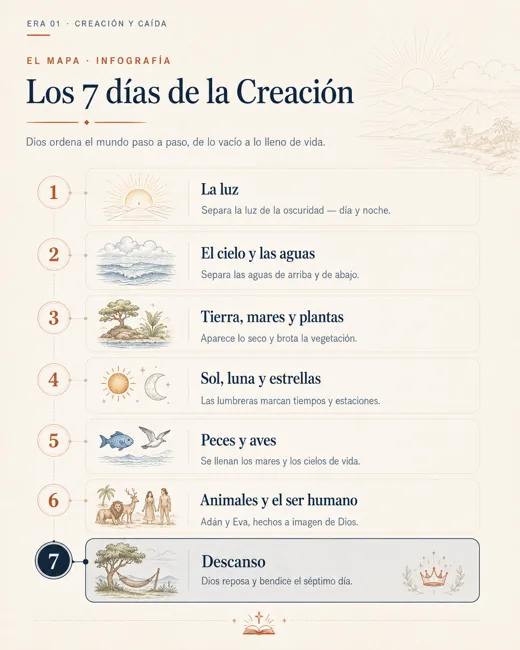 Infografía de los 7 días de la Creación