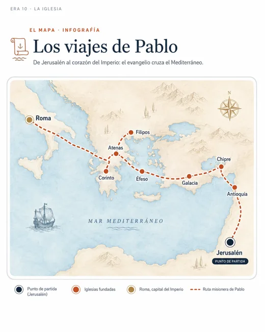 Mapa de los viajes misioneros de Pablo
